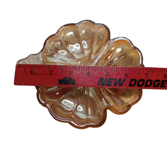 Vintage Carnival Glass Candy Dish Jeannette Iridescent Maple Leaf Design - Picture 7 of 12